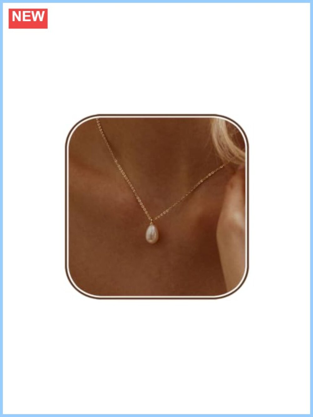 Dainty Pearl Pendant Necklace Gold Plated Adjustable Lobster Clasp